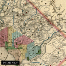 Cargar imagen en el visor de la galería, Digitally Restored and Enhanced 1862 Washington DC Map - Canvas Wrap Vintage Washington DC Map - District of Columbia & Environs Map Showing Fortifications Wall Art Poster
