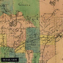 Load image into Gallery viewer, Digitally Restored and Enhanced 1874 Minnesota Map Canvas Art - Canvas Wrap Vintage Wall Map of Minnesota Poster - Historic Township & Railroad Map of Minnesota Map Wall Art Poster