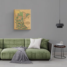 Load image into Gallery viewer, Digitally Restored and Enhanced 1874 Minnesota Map Canvas Art - Canvas Wrap Vintage Wall Map of Minnesota Poster - Historic Township & Railroad Map of Minnesota Map Wall Art Poster