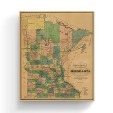 Load image into Gallery viewer, Digitally Restored and Enhanced 1874 Minnesota Map Canvas Art - Canvas Wrap Vintage Wall Map of Minnesota Poster - Historic Township & Railroad Map of Minnesota Map Wall Art Poster