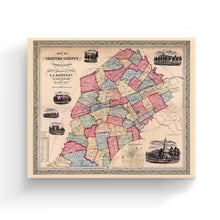 Load image into Gallery viewer, Digitally Restored and Enhanced 1856 Chester County Map Canvas - Canvas Wrap Vintage Pennsylvania Map Poster - Old Chester County PA Map - Restored Map of Pennsylvania Poster - Chester County Wall Art
