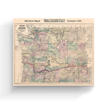 Load image into Gallery viewer, Digitally Restored and Enhanced 1889 Washington Map Canvas Art - Canvas Wrap Vintage Washington Wall Map - Restored Map of Washington State Poster - Township & County Map of Washington Wall Art