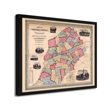 Load image into Gallery viewer, Digitally Restored and Enhanced 1856 Map of Chester County PA - Framed Vintage Pennsylvania Map Poster - Historic Chester County PA Map - Restored Chester County Pennsylvania Wall Art