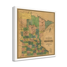 Cargar imagen en el visor de la galería, Digitally Restored and Enhanced 1874 Minnesota Map - Framed Vintage Minnesota Map - Old Minnesota State Map - Restored Township & Railroad Wall Map of Minnesota Wall Art Poster