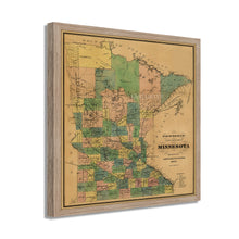 Cargar imagen en el visor de la galería, Digitally Restored and Enhanced 1874 Minnesota Map - Framed Vintage Minnesota Map - Old Minnesota State Map - Restored Township & Railroad Wall Map of Minnesota Wall Art Poster