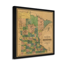 Cargar imagen en el visor de la galería, Digitally Restored and Enhanced 1874 Minnesota Map - Framed Vintage Minnesota Map - Old Minnesota State Map - Restored Township & Railroad Wall Map of Minnesota Wall Art Poster