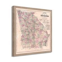 Cargar imagen en el visor de la galería, Digitally Restored and Enhanced 1864 Georgia Map - Framed Vintage Map of Georgia - Old Georgia State Wall Map - Restored Topographical Map of Georgia Wall Art Poster Print