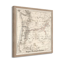 Cargar imagen en el visor de la galería, Digitally Restored and Enhanced 1880 Oregon and Washington Map -Framed Vintage Oregon Poster - Old Oregon Map Art - Restored Township Map Of Oregon State & Washington Territory