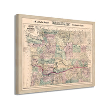 Cargar imagen en el visor de la galería, Digitally Restored and Enhanced 1889 Washington Map Framed Vintage Washington Wall Art - Old WA State Map - Restored Washington Wall Map - Township & County Map of Washington State