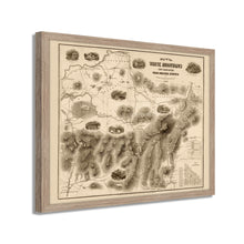 Cargar imagen en el visor de la galería, 1858 White Mountains Map - 21x25 Inch Light Walnut Framed Vintage New Hampshire Map - Old White Mountains Wall Art - Map of White Mountains New Hampshire From Original Surveys