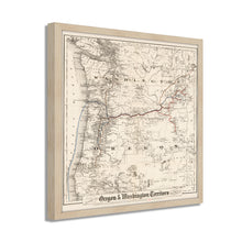 Cargar imagen en el visor de la galería, Digitally Restored and Enhanced 1880 Oregon and Washington Map -Framed Vintage Oregon Poster - Old Oregon Map Art - Restored Township Map Of Oregon State & Washington Territory