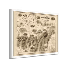 Cargar imagen en el visor de la galería, 1858 White Mountains Map - 21x25 Inch Light Walnut Framed Vintage New Hampshire Map - Old White Mountains Wall Art - Map of White Mountains New Hampshire From Original Surveys