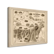 Cargar imagen en el visor de la galería, 1858 White Mountains Map - 21x25 Inch Light Walnut Framed Vintage New Hampshire Map - Old White Mountains Wall Art - Map of White Mountains New Hampshire From Original Surveys