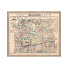 Cargar imagen en el visor de la galería, Digitally Restored and Enhanced 1889 Washington Map Framed Vintage Washington Wall Art - Old WA State Map - Restored Washington Wall Map - Township & County Map of Washington State