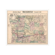 Cargar imagen en el visor de la galería, Digitally Restored and Enhanced 1889 Washington Map Framed Vintage Washington Wall Art - Old WA State Map - Restored Washington Wall Map - Township & County Map of Washington State