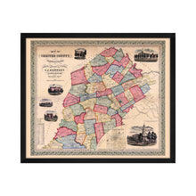 Load image into Gallery viewer, Digitally Restored and Enhanced 1856 Map of Chester County PA - Framed Vintage Pennsylvania Map Poster - Historic Chester County PA Map - Restored Chester County Pennsylvania Wall Art