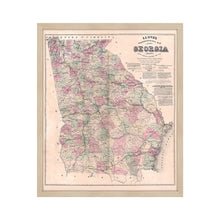 Cargar imagen en el visor de la galería, Digitally Restored and Enhanced 1864 Georgia Map - Framed Vintage Map of Georgia - Old Georgia State Wall Map - Restored Topographical Map of Georgia Wall Art Poster Print