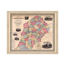 Load image into Gallery viewer, Digitally Restored and Enhanced 1856 Map of Chester County PA - Framed Vintage Pennsylvania Map Poster - Historic Chester County PA Map - Restored Chester County Pennsylvania Wall Art