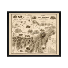 Cargar imagen en el visor de la galería, 1858 White Mountains Map - 21x25 Inch Light Walnut Framed Vintage New Hampshire Map - Old White Mountains Wall Art - Map of White Mountains New Hampshire From Original Surveys