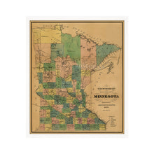 Cargar imagen en el visor de la galería, Digitally Restored and Enhanced 1874 Minnesota Map - Framed Vintage Minnesota Map - Old Minnesota State Map - Restored Township & Railroad Wall Map of Minnesota Wall Art Poster