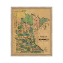 Cargar imagen en el visor de la galería, Digitally Restored and Enhanced 1874 Minnesota Map - Framed Vintage Minnesota Map - Old Minnesota State Map - Restored Township & Railroad Wall Map of Minnesota Wall Art Poster