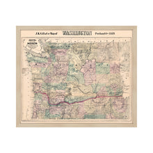 Cargar imagen en el visor de la galería, Digitally Restored and Enhanced 1889 Washington Map Framed Vintage Washington Wall Art - Old WA State Map - Restored Washington Wall Map - Township & County Map of Washington State