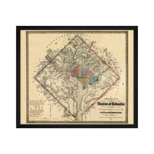 Cargar imagen en el visor de la galería, Digitally Restored and Enhanced 1862 Washington DC Map - Framed Vintage Washington DC Map - Old Washington DC Map- District of Columbia Map & Environs Showing Fortifications Wall Art Poster
