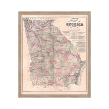 Cargar imagen en el visor de la galería, Digitally Restored and Enhanced 1864 Georgia Map - Framed Vintage Map of Georgia - Old Georgia State Wall Map - Restored Topographical Map of Georgia Wall Art Poster Print