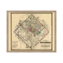 Cargar imagen en el visor de la galería, Digitally Restored and Enhanced 1862 Washington DC Map - Framed Vintage Washington DC Map - Old Washington DC Map- District of Columbia Map & Environs Showing Fortifications Wall Art Poster