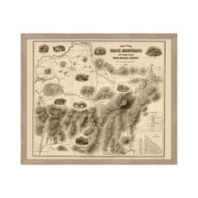 Cargar imagen en el visor de la galería, 1858 White Mountains Map - 21x25 Inch Light Walnut Framed Vintage New Hampshire Map - Old White Mountains Wall Art - Map of White Mountains New Hampshire From Original Surveys