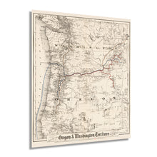 Load image into Gallery viewer, Digitally Restored and Enhanced 1880 Map of Oregon and Washington Territory - Vintage Pacific Northwest Map - Pacific Northwest Wall Art - Pacific Northwest Map Poster - Northwest US Map