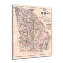 Load image into Gallery viewer, Digitally Restored and Enhanced 1864 Map of Georgia Poster - Vintage Map of Georgia Wall Art - Vintage Georgia Map Showing Counties, Railways, Stations, Villages, Mills - Georgia State Wall Map