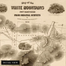 Load image into Gallery viewer, Digitally Restored and Enhanced 1858 Map of White Mountains New Hampshire Poster - Vintage Map NH Wall Art - Vintage White Mountains Map - White Mountains Poster - NH White Mountains Map Poster