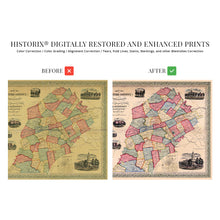 Load image into Gallery viewer, Digitally Restored and Enhanced 1856 Chester County Pennsylvania Map - Chester County PA Map Wall Art - Also Includes Inset of Borough of West Chester PA Showing Property Tracts and Owner Names