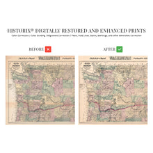 Load image into Gallery viewer, Digitally Restored and Enhanced 1889 Washington State Map -Vintage Map of Washington State Wall Art - Washington State Wall Decor - Township and County Map of Washington State Poster