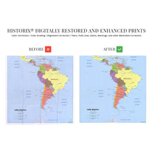 Load image into Gallery viewer, Digitally Restored and Enhanced Latin America Map Poster - Central and South America Map - Latin American Poster - South America Map Poster - South America Wall Map