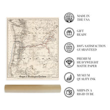 Load image into Gallery viewer, Digitally Restored and Enhanced 1880 Map of Oregon and Washington Territory - Vintage Pacific Northwest Map - Pacific Northwest Wall Art - Pacific Northwest Map Poster - Northwest US Map