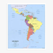 Load image into Gallery viewer, Digitally Restored and Enhanced Latin America Map Poster - Central and South America Map - Latin American Poster - South America Map Poster - South America Wall Map