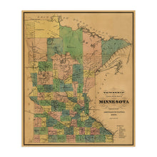 Load image into Gallery viewer, Digitally Restored and Enhanced 1874 Minnesota Map Poster - Township and Railroad Vintage Map of Minnesota - Wall Map of Minnesota Wall Art - Vintage Minnesota Map Poster - Minnesota Wall Decor