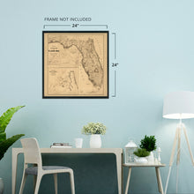 Load image into Gallery viewer, Digitally Restored and Enhanced 1846 Florida Map Poster - Vintage Map Wall Art - Florida State Wall Map - Florida Keys Map - Cedar Key Florida - Vintage Florida Poster - Vintage Florida Map
