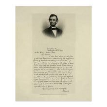 Load image into Gallery viewer, Digitally Restored and Enhanced 1892 Abraham Lincoln Photo Print - Old Letter from President Abraham Lincoln to Mrs Bixby - Vintage Abraham Lincoln Poster