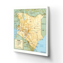 Load image into Gallery viewer, Digitally Restored and Enhanced 1988 Kenya Map Canvas Art - Canvas Wrap Vintage Map of Kenya Wall Art - Historic Kenya Poster - Old Kenya Wall Map - Restored Map of the Country of Kenya