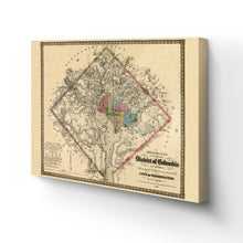 Cargar imagen en el visor de la galería, Digitally Restored and Enhanced 1862 Washington DC Map - Canvas Wrap Vintage Washington DC Map - District of Columbia & Environs Map Showing Fortifications Wall Art Poster