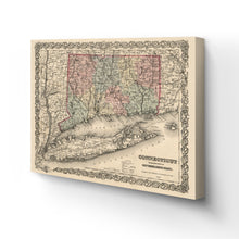 Cargar imagen en el visor de la galería, Digitally Restored and Enhanced 1859 Connecticut Map Canvas - Canvas Wrap Vintage Connecticut Wall Art - Old Connecticut State Map - Wall Map of Connecticut Poster - Restored Connecticut Map Art