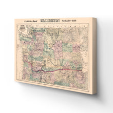 Load image into Gallery viewer, Digitally Restored and Enhanced 1889 Washington Map Canvas Art - Canvas Wrap Vintage Washington Wall Map - Restored Map of Washington State Poster - Township & County Map of Washington Wall Art