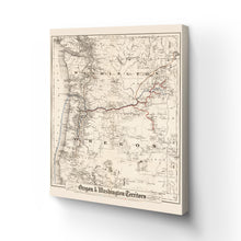 Load image into Gallery viewer, Digitally Restored and Enhanced 1880 Oregon and Washington Map Canvas - Canvas Wrap Vintage Oregon Map - Historic Oregon Wall Art - Old Map of Oregon State - Oregon & Washington State Map Territory