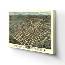 Load image into Gallery viewer, Digitally Restored and Enhanced 1871 Atlanta Georgia Map Canvas - Canvas Wrap Vintage Atlanta Poster - History Map of Atlanta Georgia - Old City of Atlanta Wall Art - Bird's Eye View Map of Atlanta GA