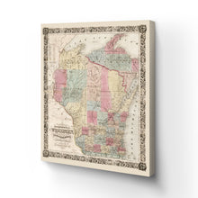 Cargar imagen en el visor de la galería, Digitally Restored and Enhanced 1851 Wisconsin Map Canvas - Canvas Wrap Vintage Wisconsin Map - Old Wisconsin Wall Art - Historic Wisconsin State Map - Township Map of the State of Wisconsin Wall Map