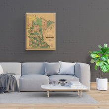 Load image into Gallery viewer, Digitally Restored and Enhanced 1874 Minnesota Map Canvas Art - Canvas Wrap Vintage Wall Map of Minnesota Poster - Historic Township & Railroad Map of Minnesota Map Wall Art Poster