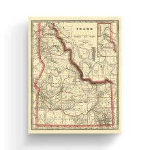 Load image into Gallery viewer, Digitally Restored and Enhanced 1896 Idaho State Map Canvas Art - Canvas Wrap Vintage Idaho Wall Art - Historic Idaho Map Poster - Old Idaho Wall Map - Township & Railroad Map of Idaho Poster